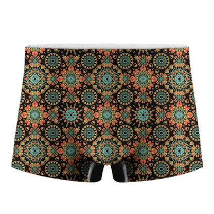 Chaotic Boho Floral Pattern Print Men's Boxer Briefs