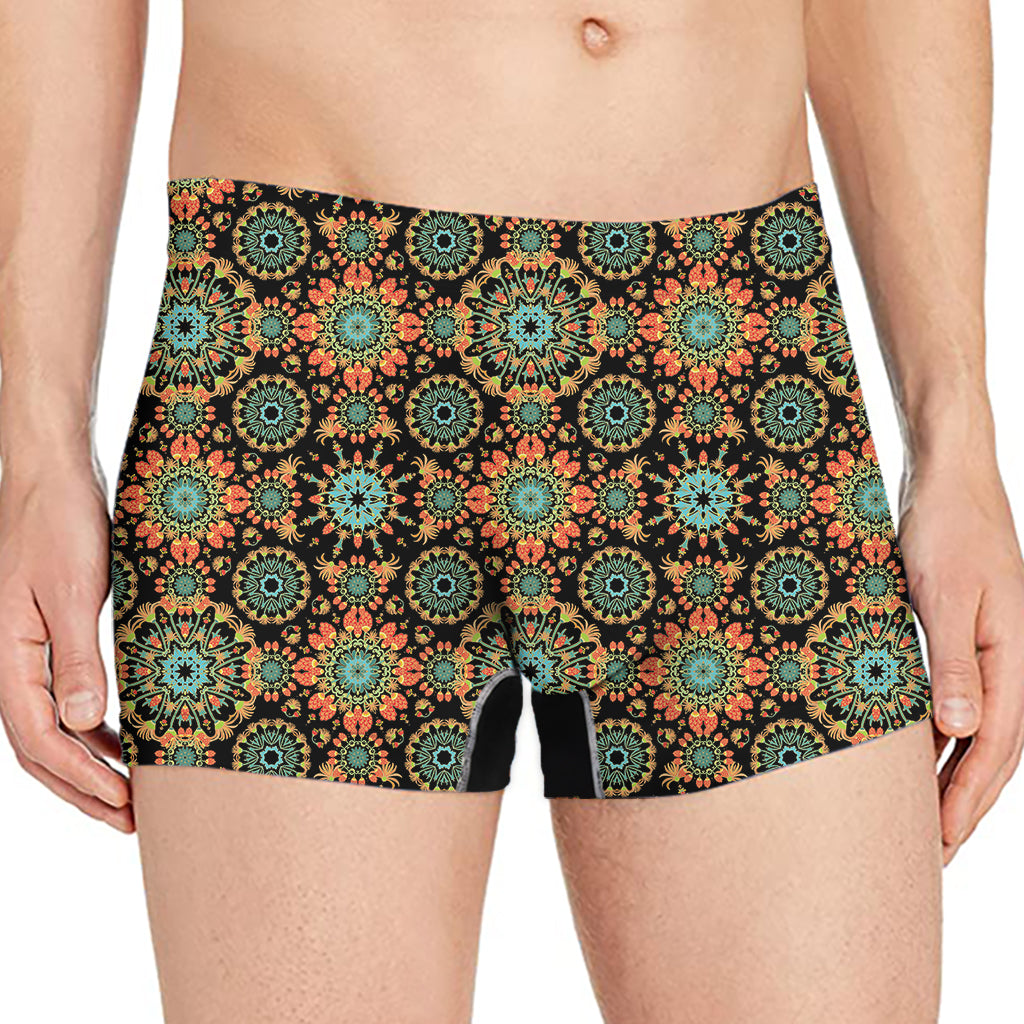 Chaotic Boho Floral Pattern Print Men's Boxer Briefs
