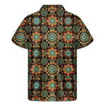 Chaotic Boho Floral Pattern Print Men's Short Sleeve Shirt