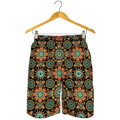 Chaotic Boho Floral Pattern Print Men's Shorts