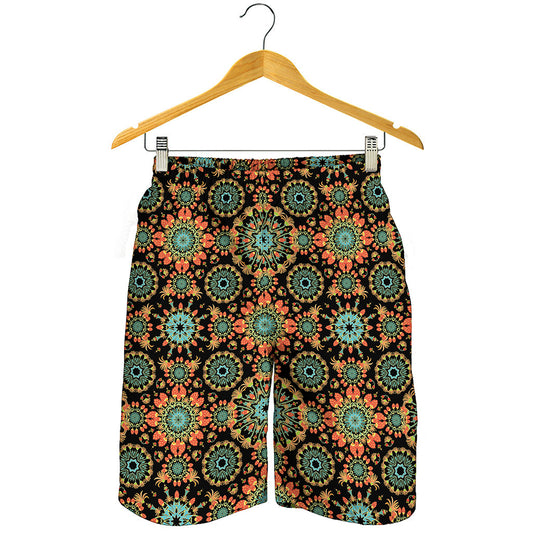 Chaotic Boho Floral Pattern Print Men's Shorts