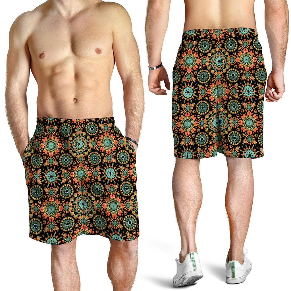 Chaotic Boho Floral Pattern Print Men's Shorts