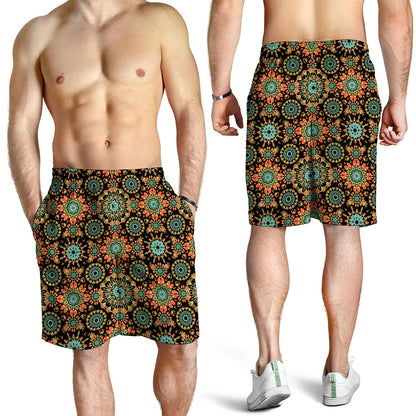 Chaotic Boho Floral Pattern Print Men's Shorts