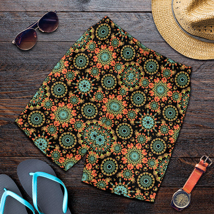 Chaotic Boho Floral Pattern Print Men's Shorts