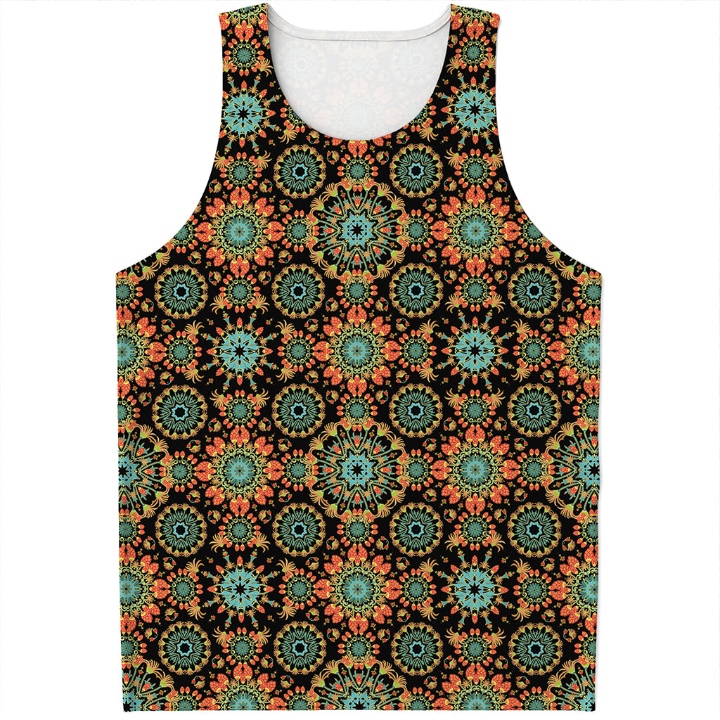 Chaotic Boho Floral Pattern Print Men's Tank Top