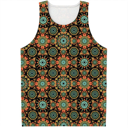 Chaotic Boho Floral Pattern Print Men's Tank Top