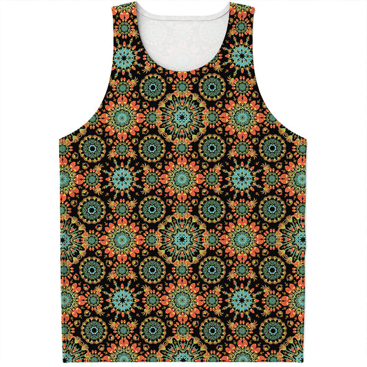 Chaotic Boho Floral Pattern Print Men's Tank Top