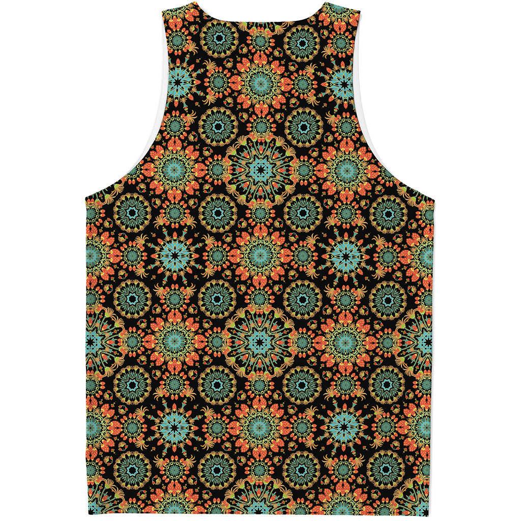 Chaotic Boho Floral Pattern Print Men's Tank Top