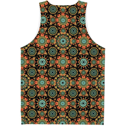 Chaotic Boho Floral Pattern Print Men's Tank Top