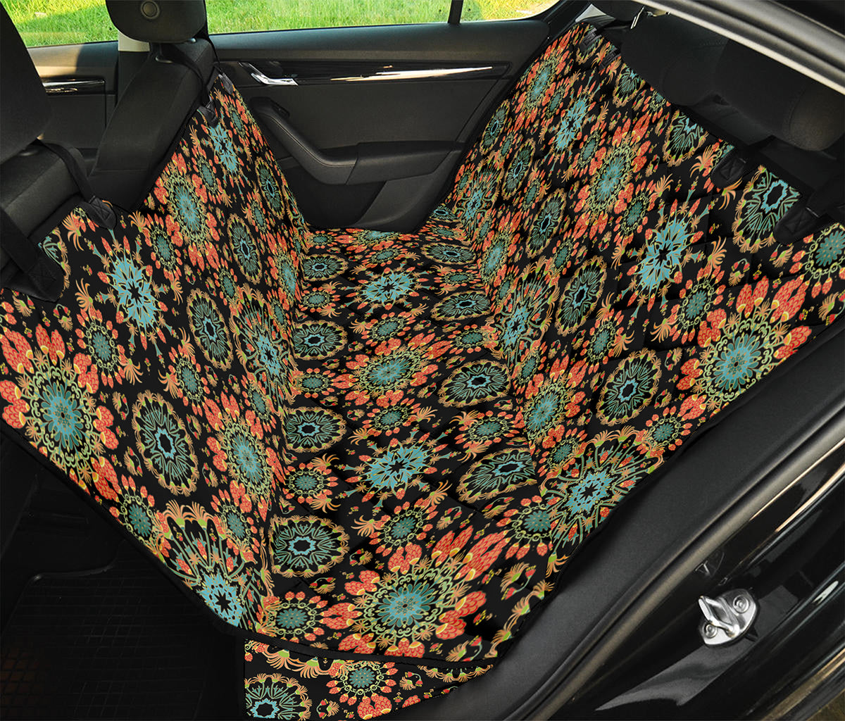 Chaotic Boho Floral Pattern Print Pet Car Back Seat Cover