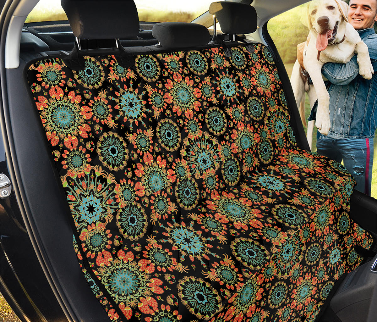 Chaotic Boho Floral Pattern Print Pet Car Back Seat Cover