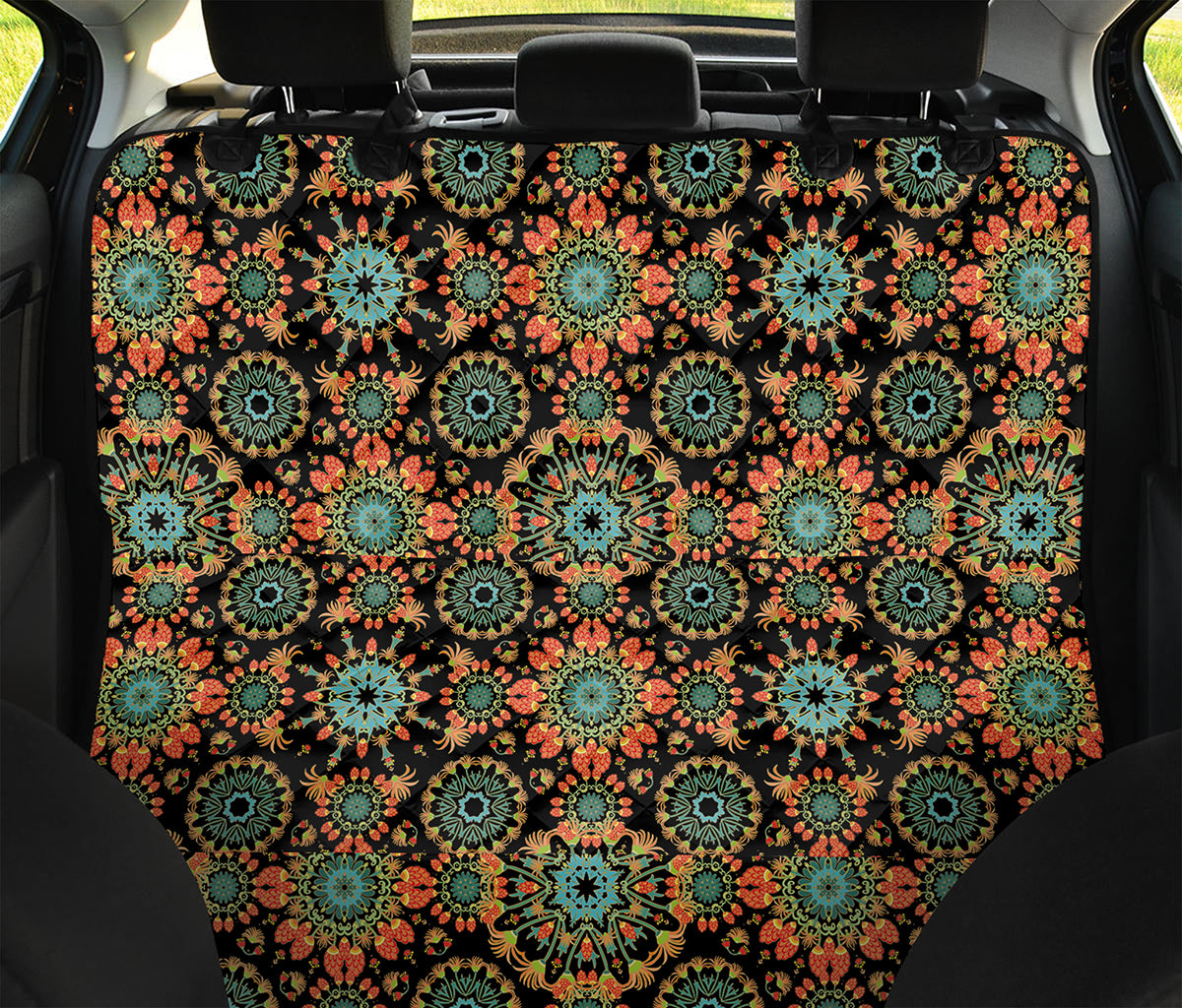 Chaotic Boho Floral Pattern Print Pet Car Back Seat Cover