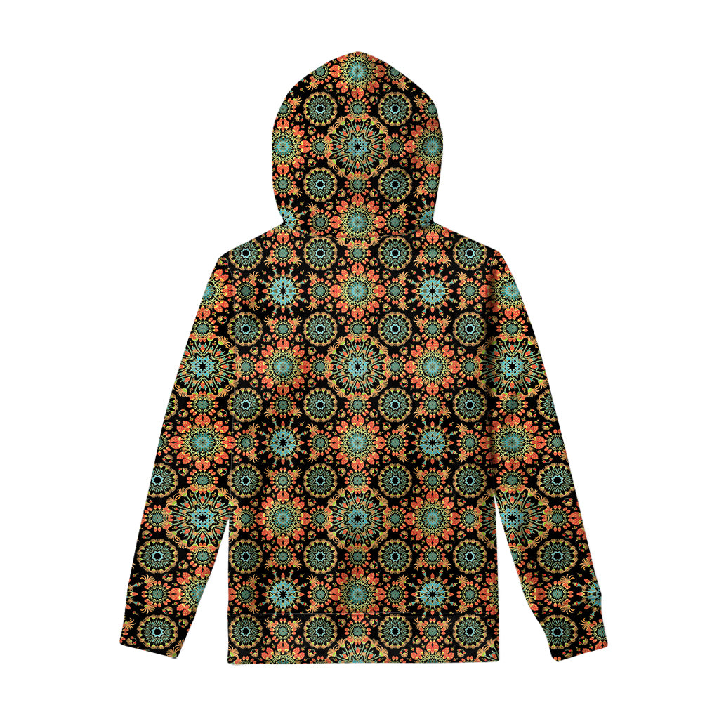 Chaotic Boho Floral Pattern Print Pullover Hoodie