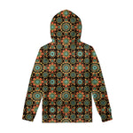 Chaotic Boho Floral Pattern Print Pullover Hoodie