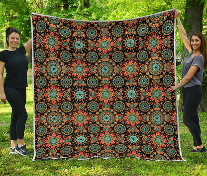 Chaotic Boho Floral Pattern Print Quilt