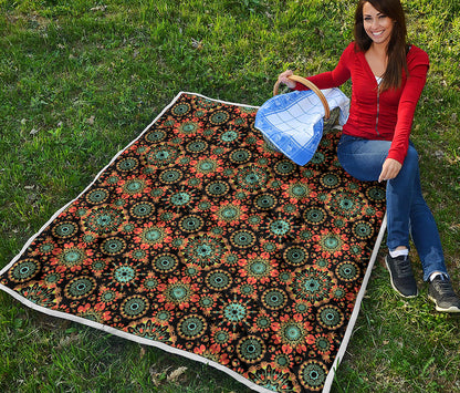 Chaotic Boho Floral Pattern Print Quilt