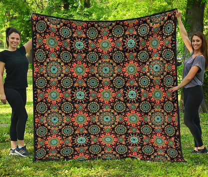 Chaotic Boho Floral Pattern Print Quilt
