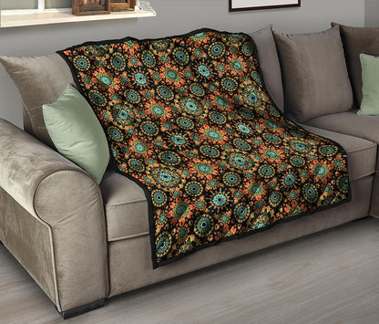 Chaotic Boho Floral Pattern Print Quilt