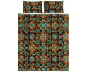 Chaotic Boho Floral Pattern Print Quilt Bed Set