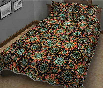 Chaotic Boho Floral Pattern Print Quilt Bed Set