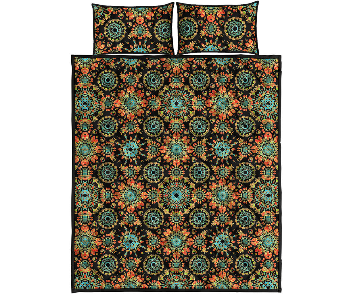 Chaotic Boho Floral Pattern Print Quilt Bed Set