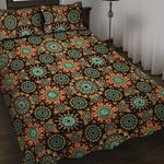 Chaotic Boho Floral Pattern Print Quilt Bed Set