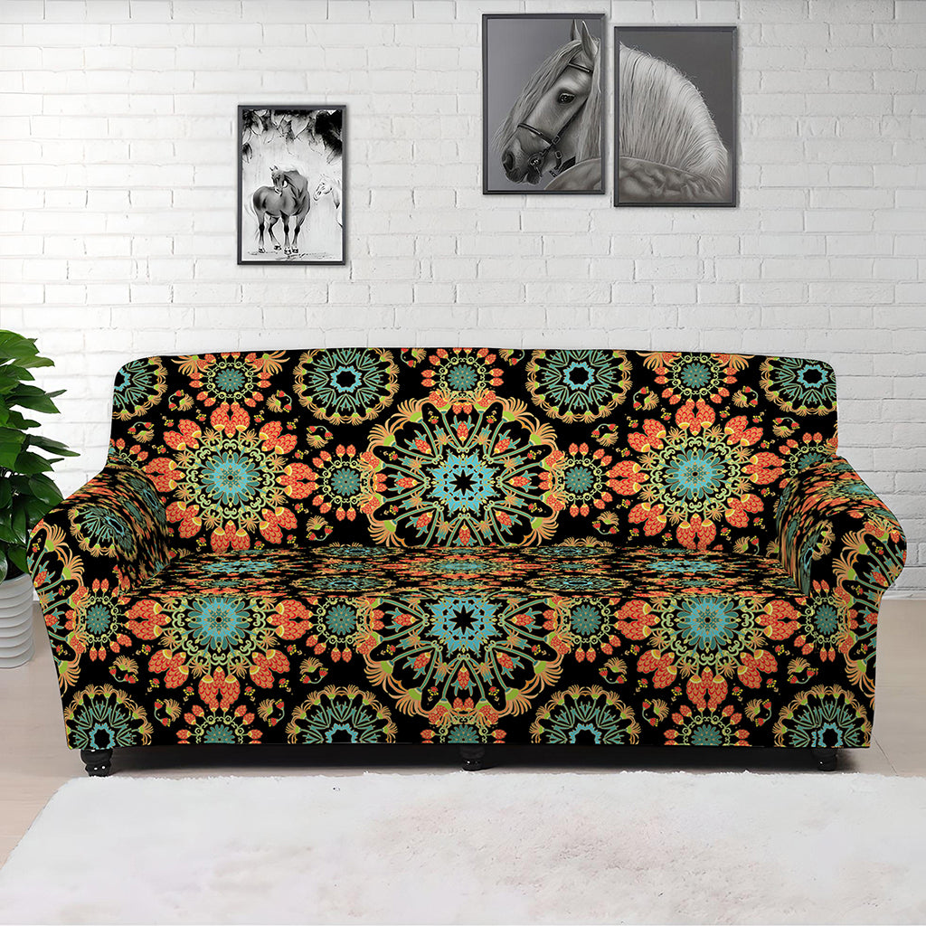 Chaotic Boho Floral Pattern Print Sofa Cover