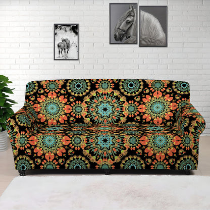 Chaotic Boho Floral Pattern Print Sofa Cover