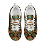 Chaotic Boho Floral Pattern Print White Sneakers