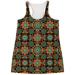 Chaotic Boho Floral Pattern Print Women's Racerback Tank Top