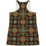 Chaotic Boho Floral Pattern Print Women's Racerback Tank Top