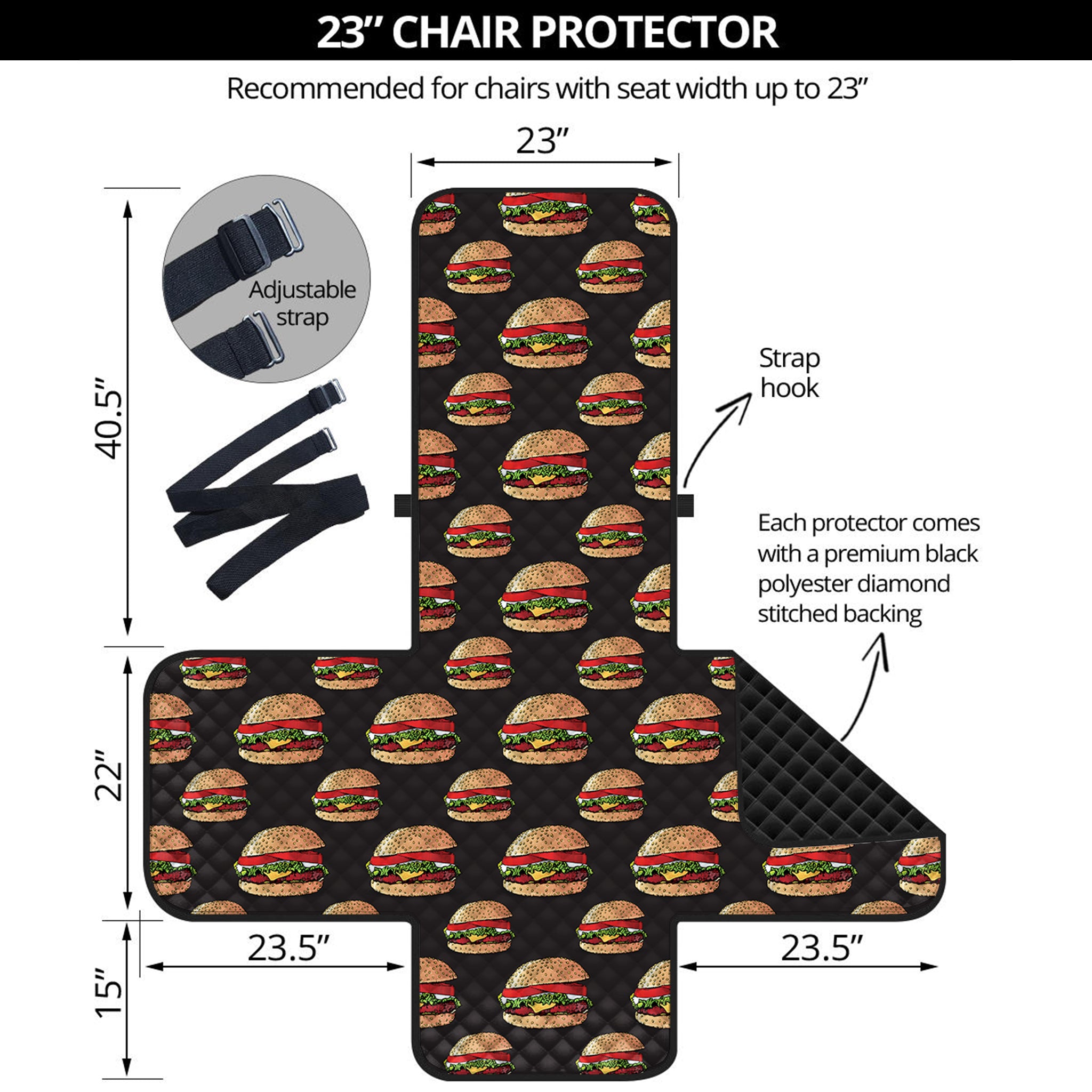 Cheeseburger Pattern Print Armchair Protector