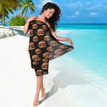 Cheeseburger Pattern Print Beach Sarong Wrap