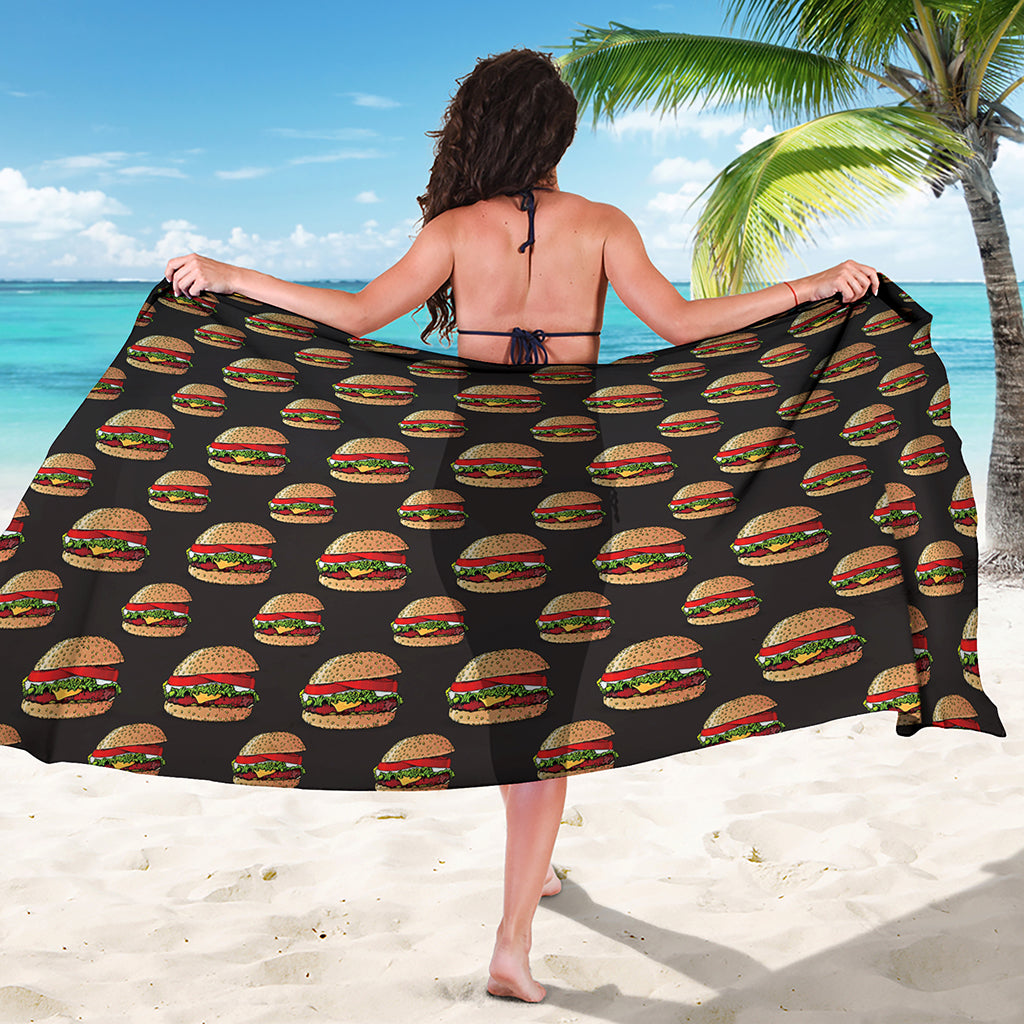 Cheeseburger Pattern Print Beach Sarong Wrap