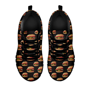 Cheeseburger Pattern Print Black Sneakers