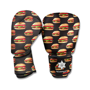 Cheeseburger Pattern Print Boxing Gloves