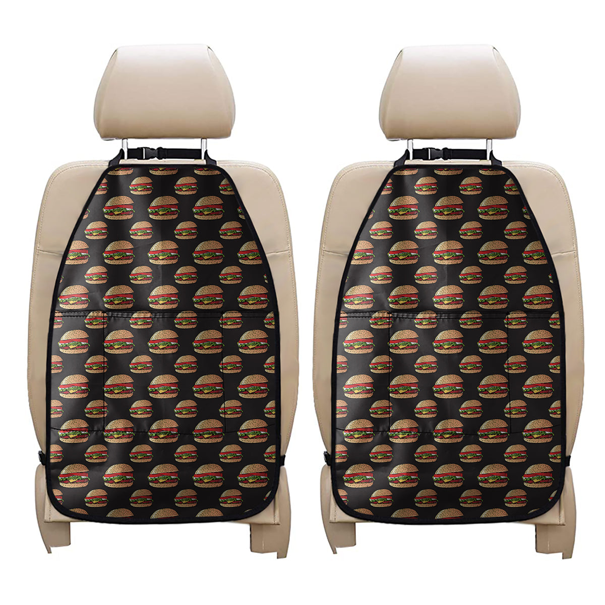 Cheeseburger Pattern Print Car Seat Organizers