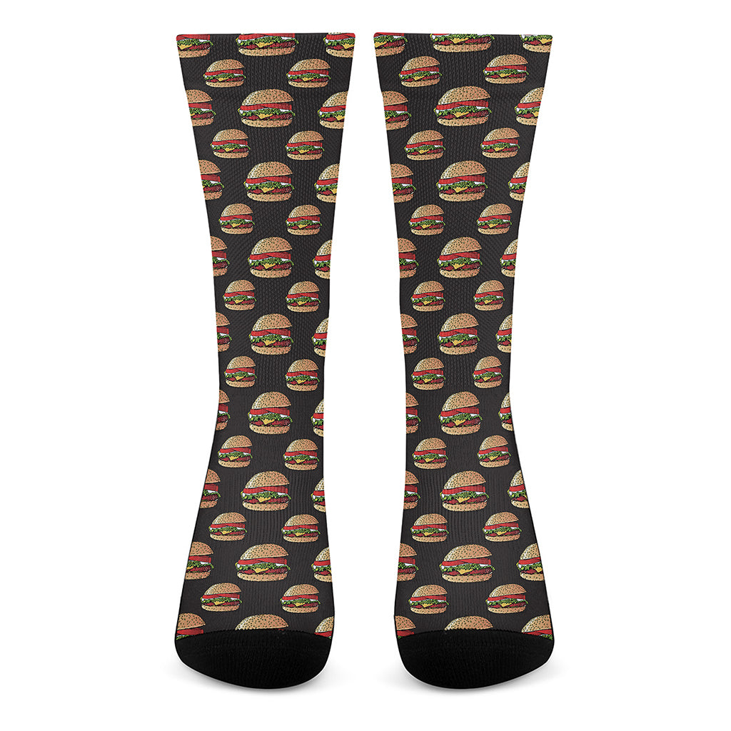 Cheeseburger Pattern Print Crew Socks