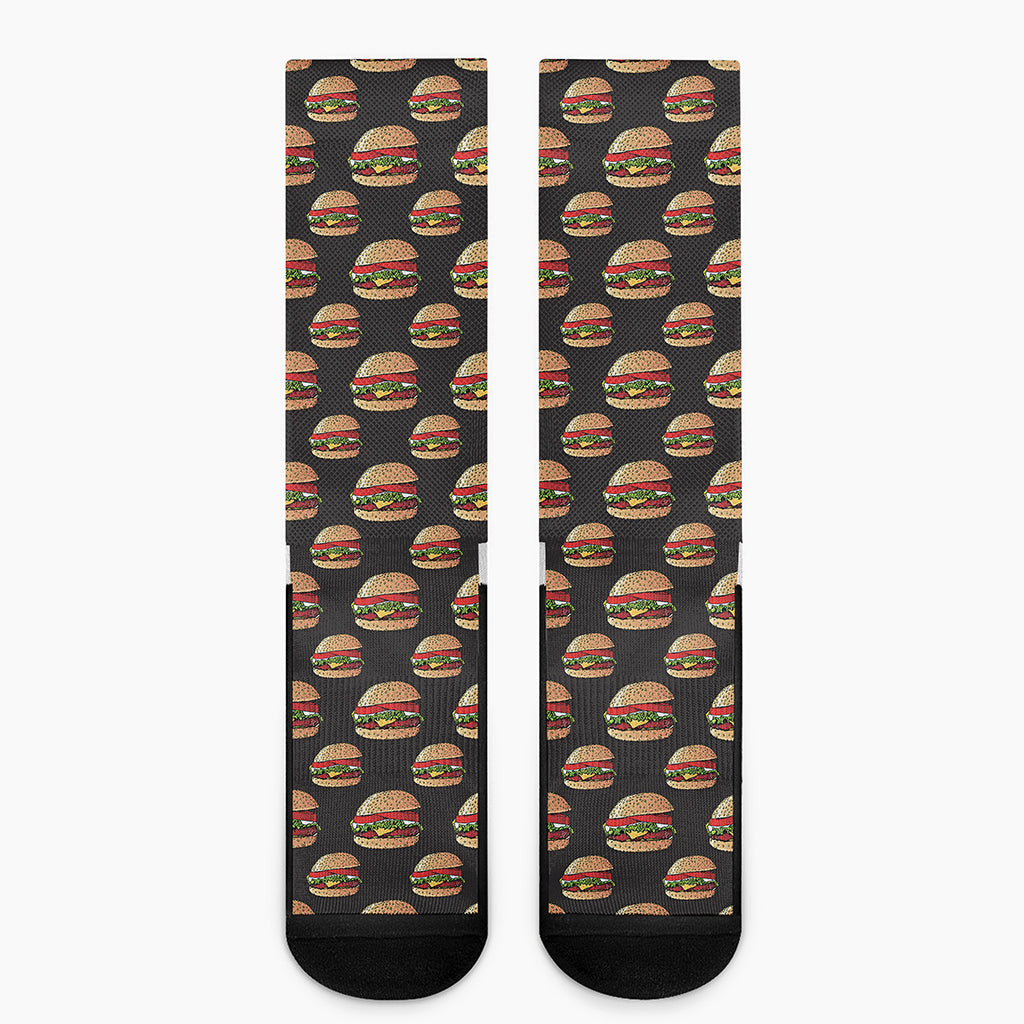 Cheeseburger Pattern Print Crew Socks