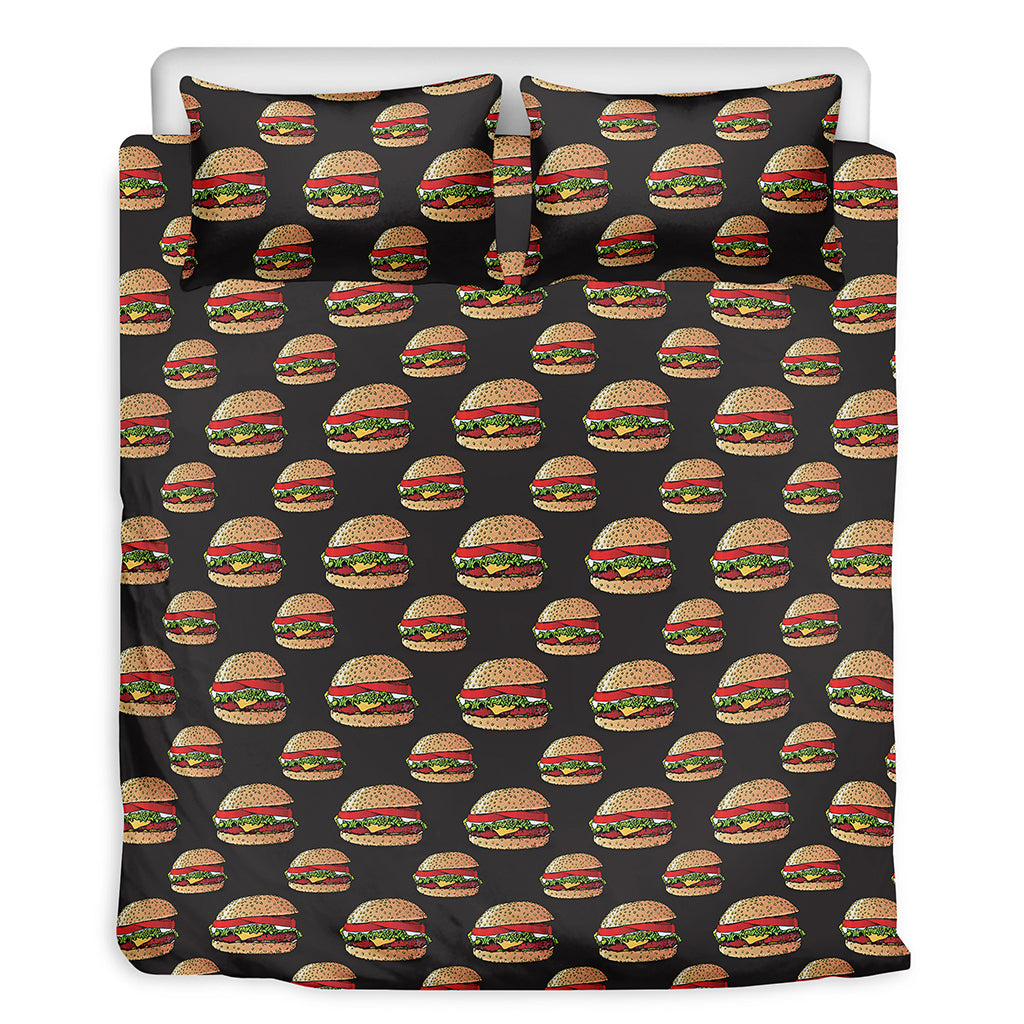 Cheeseburger Pattern Print Duvet Cover Bedding Set