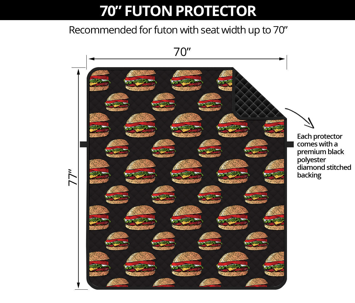 Cheeseburger Pattern Print Futon Protector