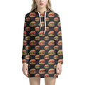 Cheeseburger Pattern Print Pullover Hoodie Dress