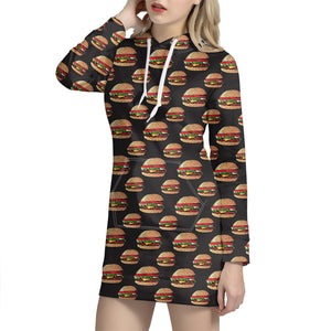 Cheeseburger Pattern Print Hoodie Dress