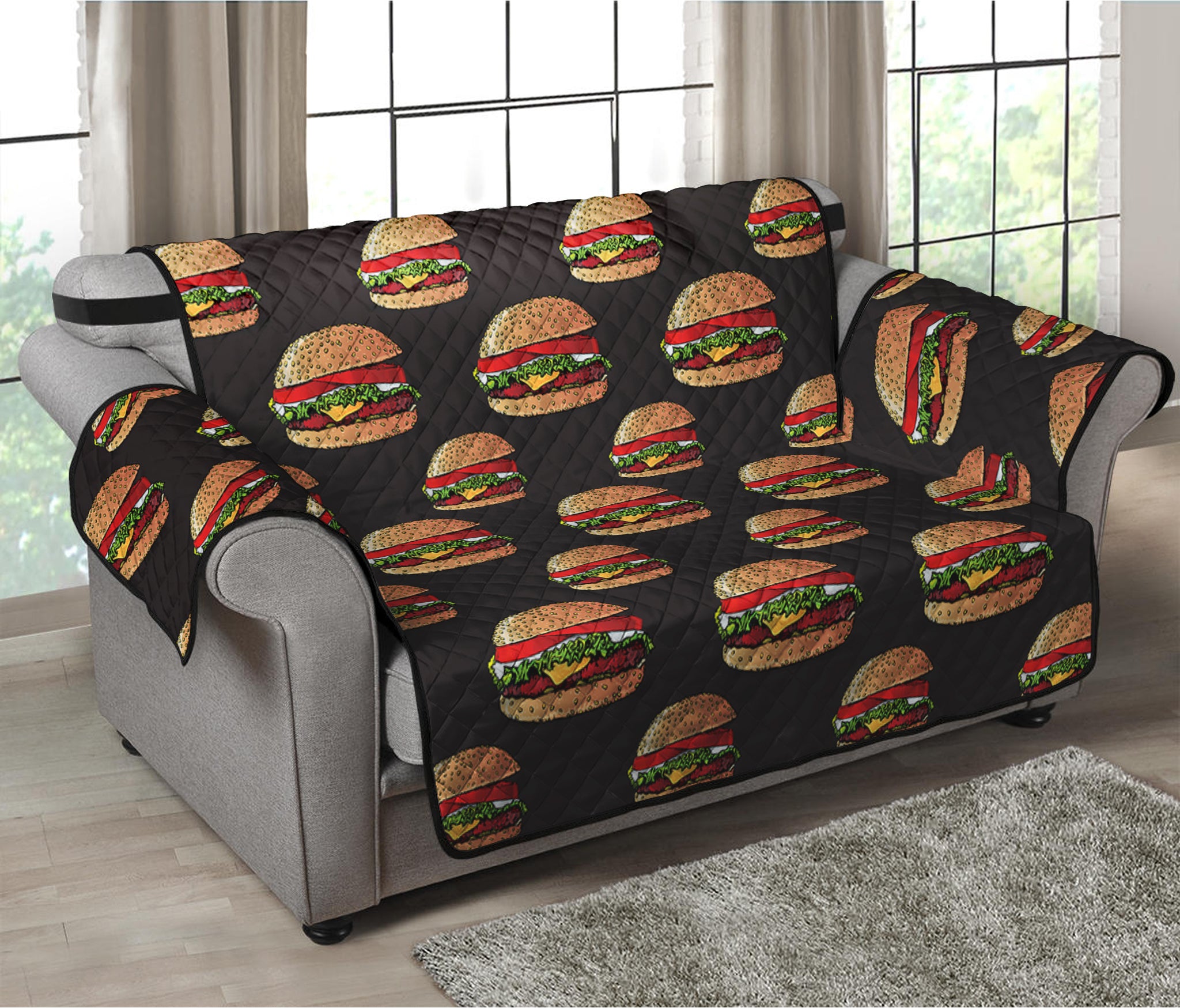 Cheeseburger Pattern Print Loveseat Protector