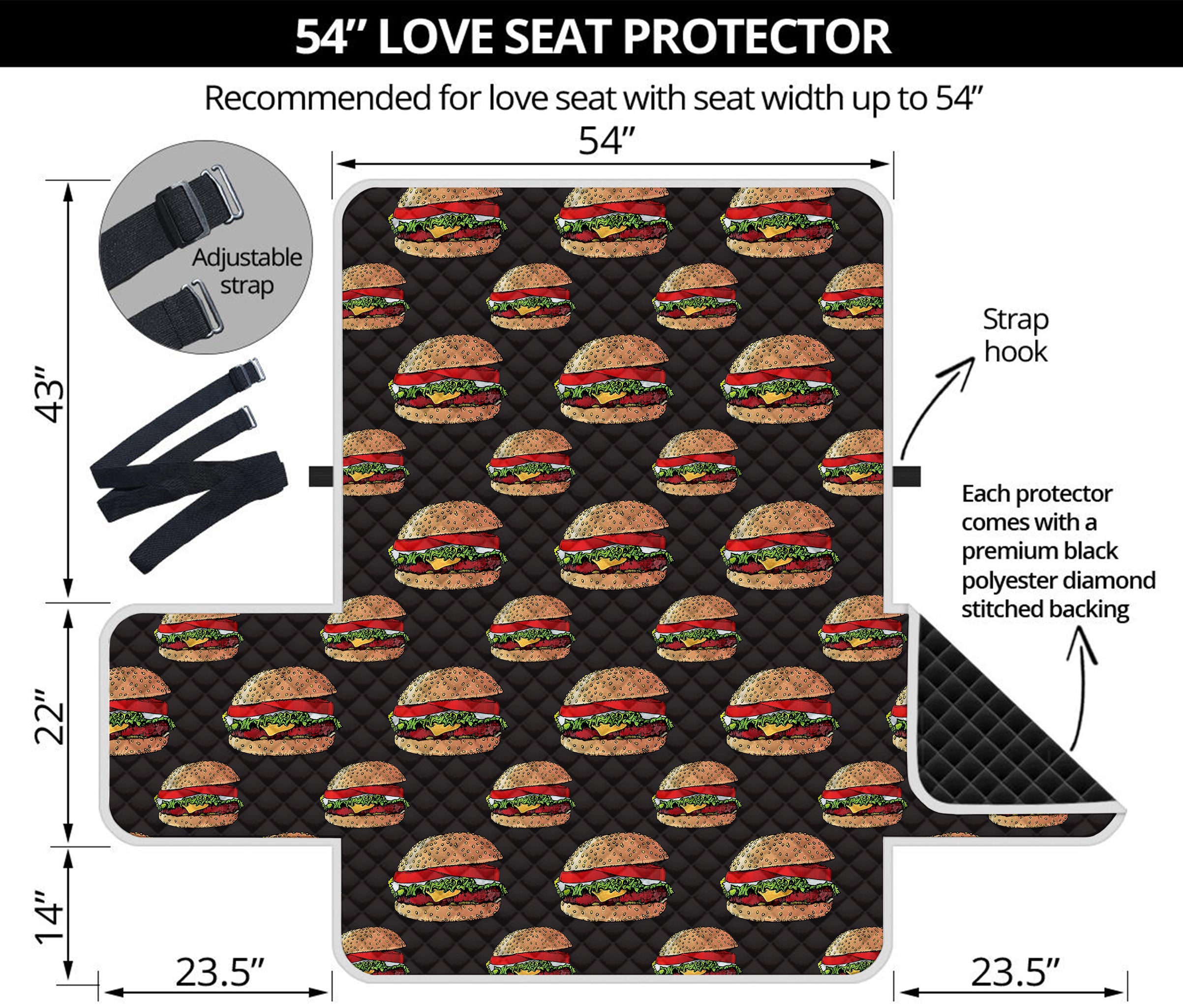 Cheeseburger Pattern Print Loveseat Protector