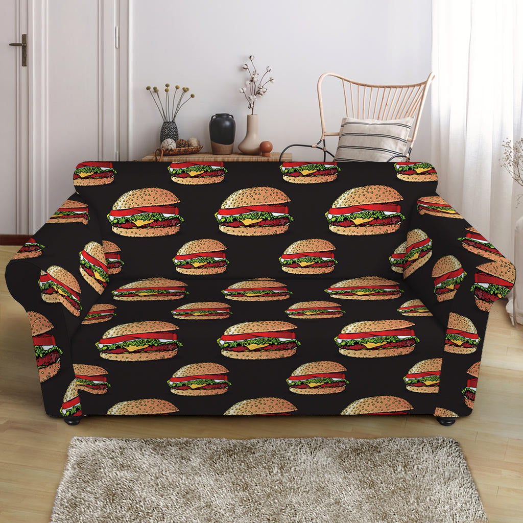 Cheeseburger Pattern Print Loveseat Slipcover