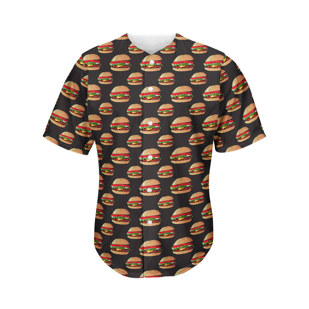 Cheeseburger Pattern Print Men's Baseball Jersey