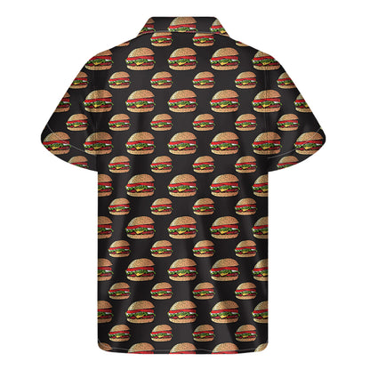 Cheeseburger Pattern Print Men's Short Sleeve Shirt