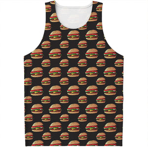 Cheeseburger Pattern Print Men's Tank Top