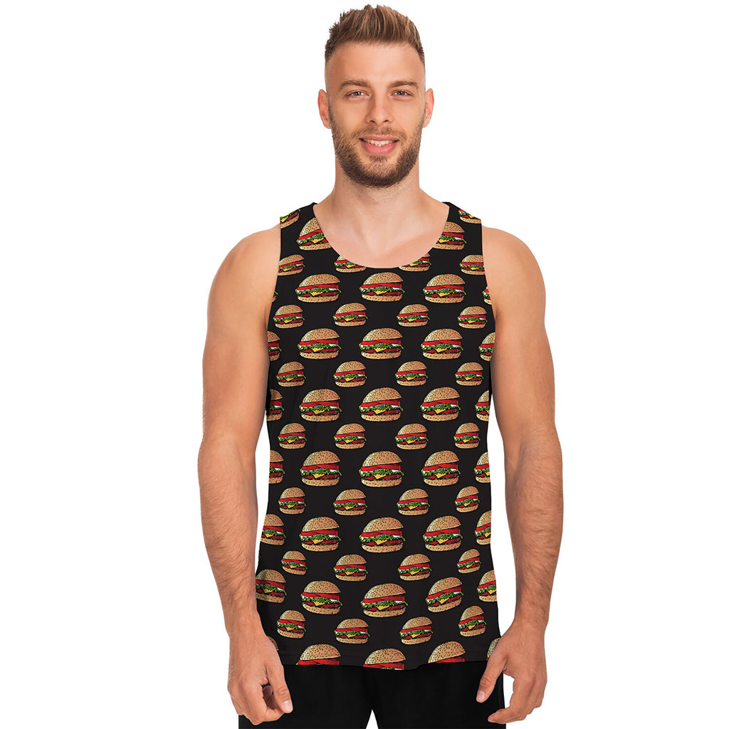 Cheeseburger Pattern Print Men's Tank Top